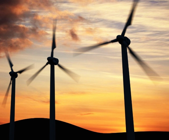Windmills at sunset